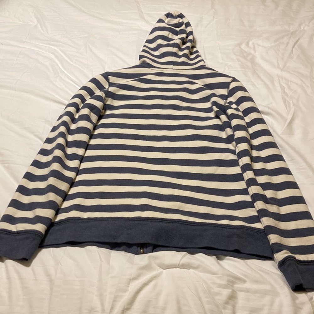 Boden Women’s Blue & White Striped Hoodie Pink accents Sz M EUC Medium Weight - Picture 10 of 17